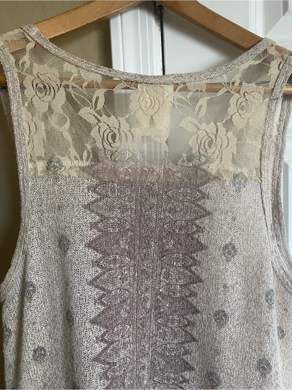 Vocal Rhinestone Lace Boho Tunic Tank Top Hi Low Made USA M - Picture 6 of 10